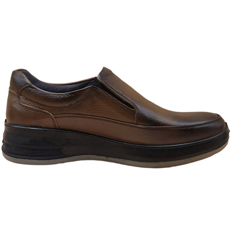 کفش چرم مردانه مدل اسلیپ‌آن (Slip-On) – عسلی بدون بند راحتی